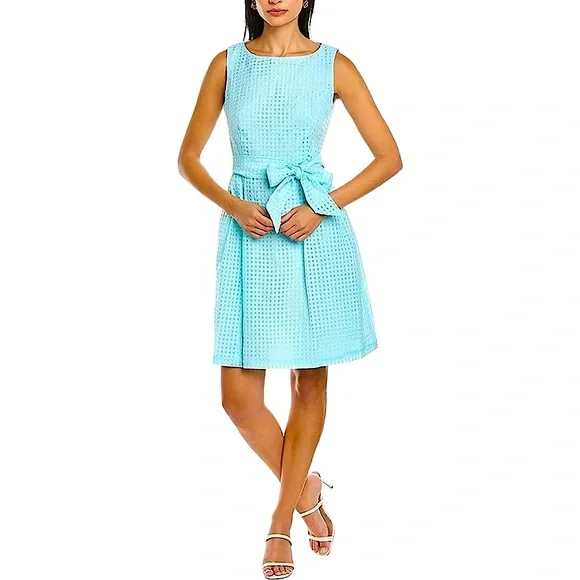 Anne Klein | Dresses | Anne Klein Women Pleated Fit Flare Dress Sleeveless  Ocean Sky Teal Blue Nwt 29 | Poshmark
